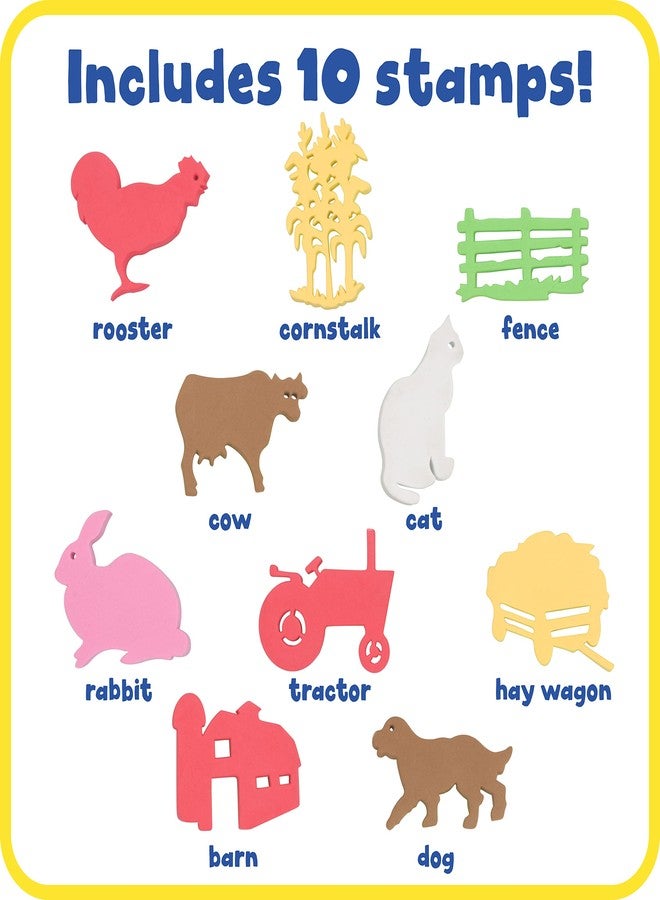 READY 2 LEARN Giant Stampers - Farm Adventure - Set of 10 - Easy to Hold Foam Stamps for Kids - Arts and Crafts Stamps for Displays, Posters, Signs and DIY Projects - Image 2